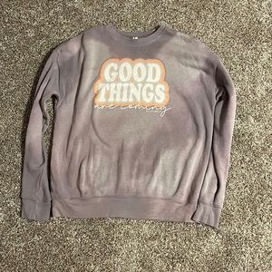 boutique "good things are coming" pink armadillos sweatshirt